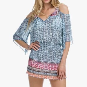 BECCA by Rebecca Virtue Women's Chiffon Bora Bora Tunic Swimsuit Coverup sz XS